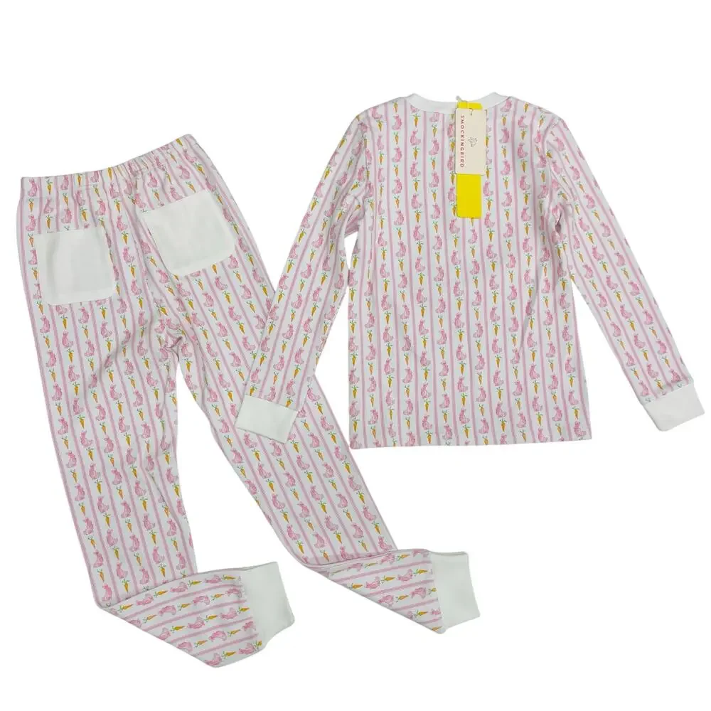 NWT Smockingbird Size 8 Pink Bunny Knit PJs